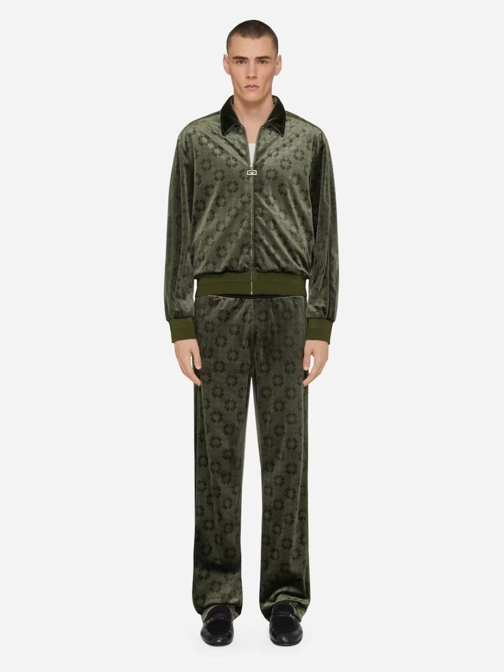 Green Monogram Velvet Jogger Pants Bottoms Mens - cheap mens shorts online