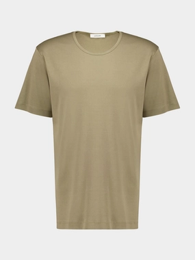 Green Ribbed U-Neck T-Shirt Tops Mens - flannel shirts