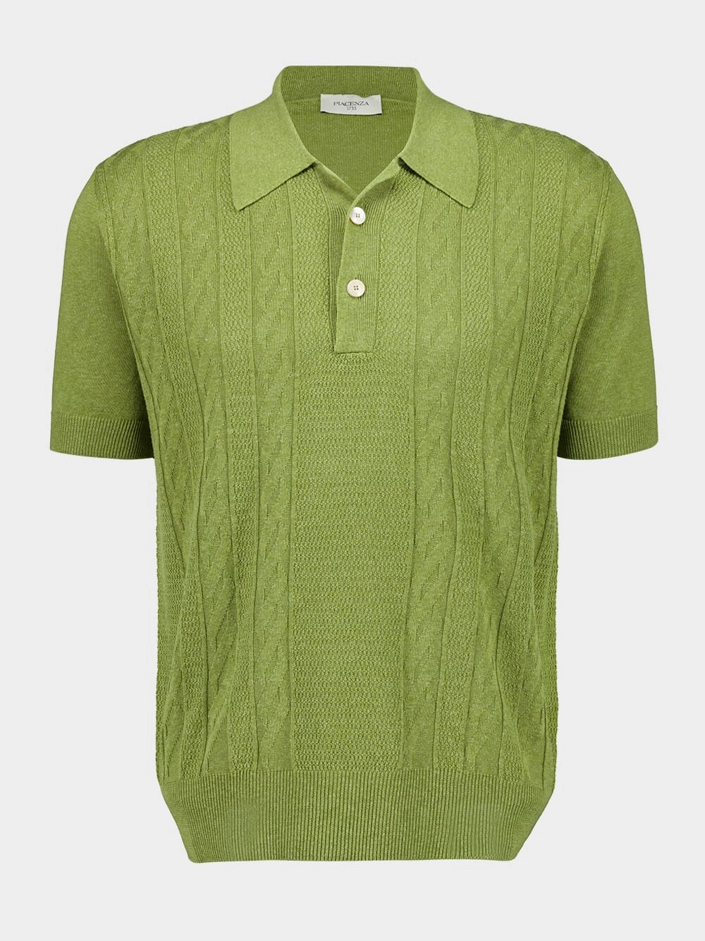 Green Silk-Linen Polo Shirt Tops Mens - men's t-shirts outlet