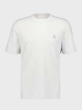 Grey Cotton Jersey Crew Neck T-Shirt Tops Mens - flannel shirts