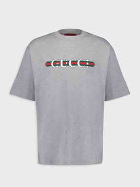 Grey Cotton jersey T-shirt with print Tops Mens - flannel shirts