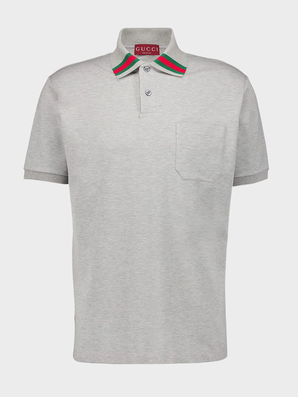 Grey Cotton Polo Shirt with Web Tops Mens - men's t-shirts outlet
