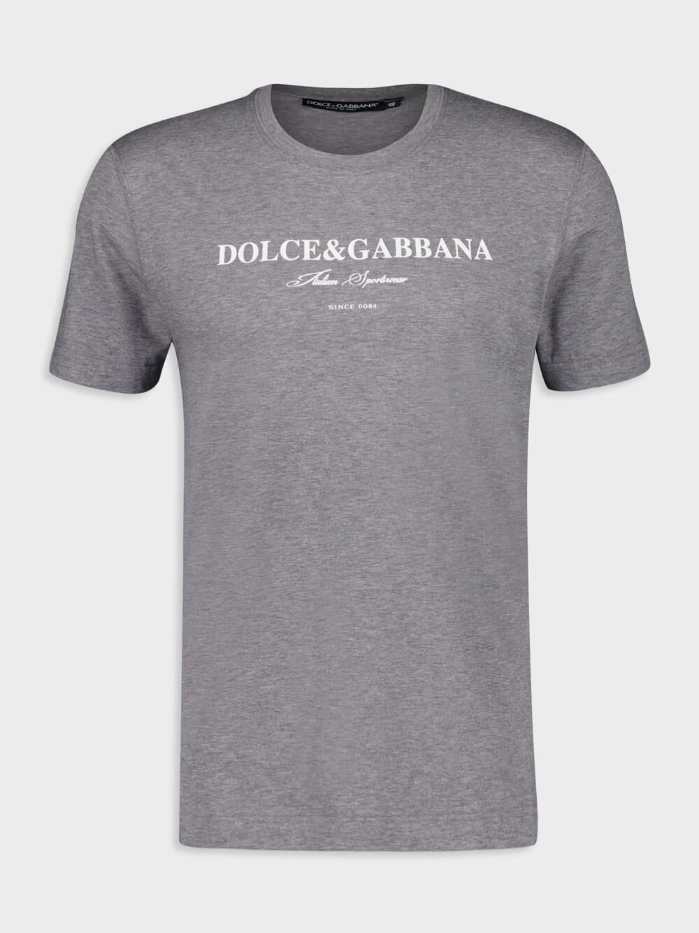 Grey Melange Cotton T-Shirt with Logo Print Tops Mens - flannel shirts
