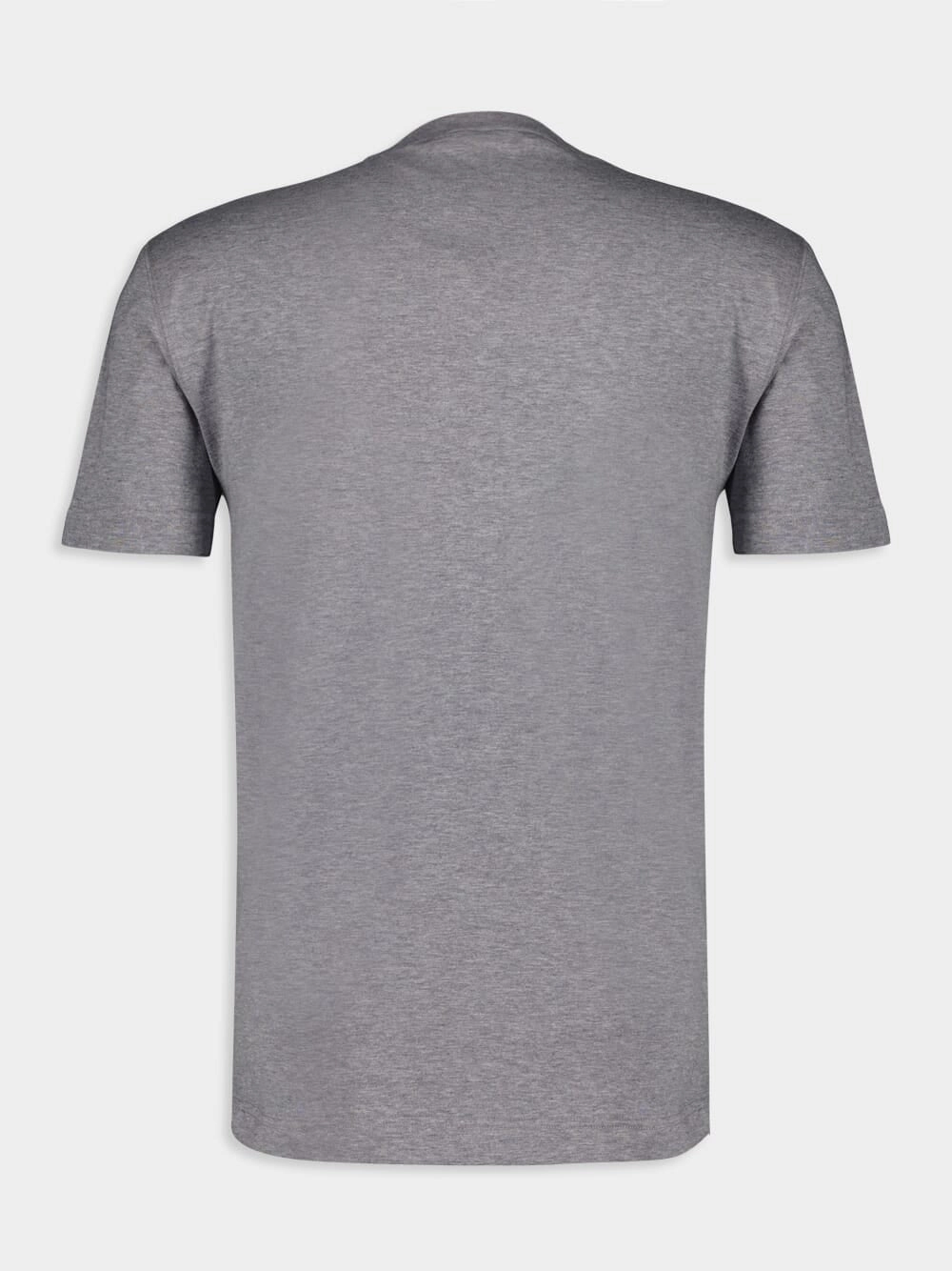 Grey Melange Cotton T-Shirt with Logo Print