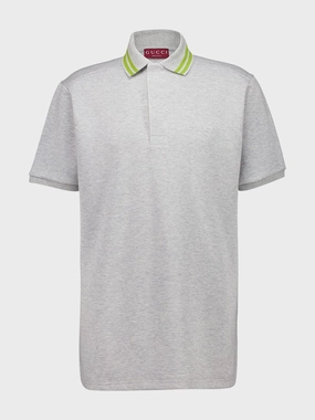Grey Mlange Cotton Piquet Polo Top Tops Mens - men's t-shirts outlet