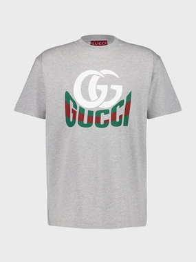Grey Printed Cotton T-Shirt Tops Mens - flannel shirts