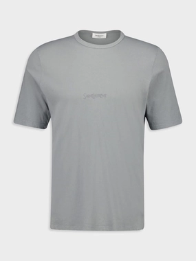 Grey Short-Sleeve Crewneck Cotton T-Shirt Tops Mens - flannel shirts
