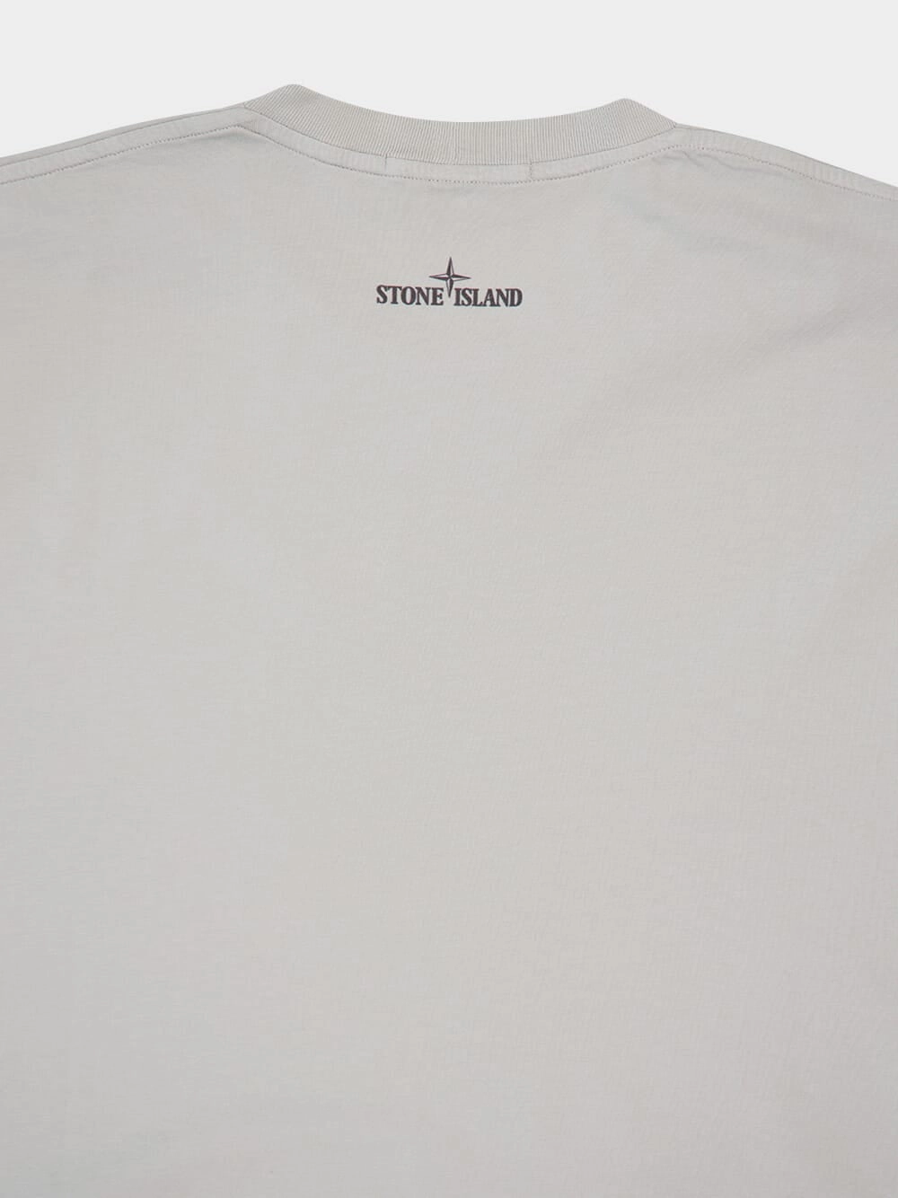 Grey T-Shirt with Gradient Compass Print