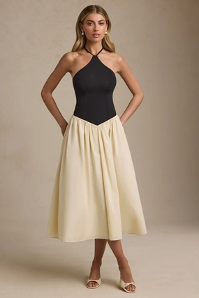 Halterneck A-Line Midaxi Dress in Black Dresses - cocktail dresses sale