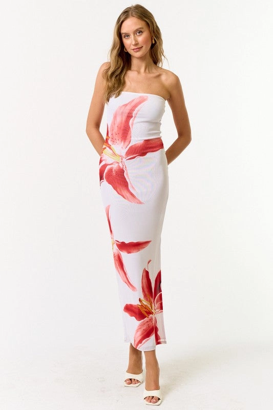 Hanalei Mesh Tube Floral Maxi Dress