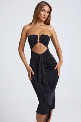 Hardware Detail Cut-Out Midaxi Dress in Black Dresses - dresses on sale