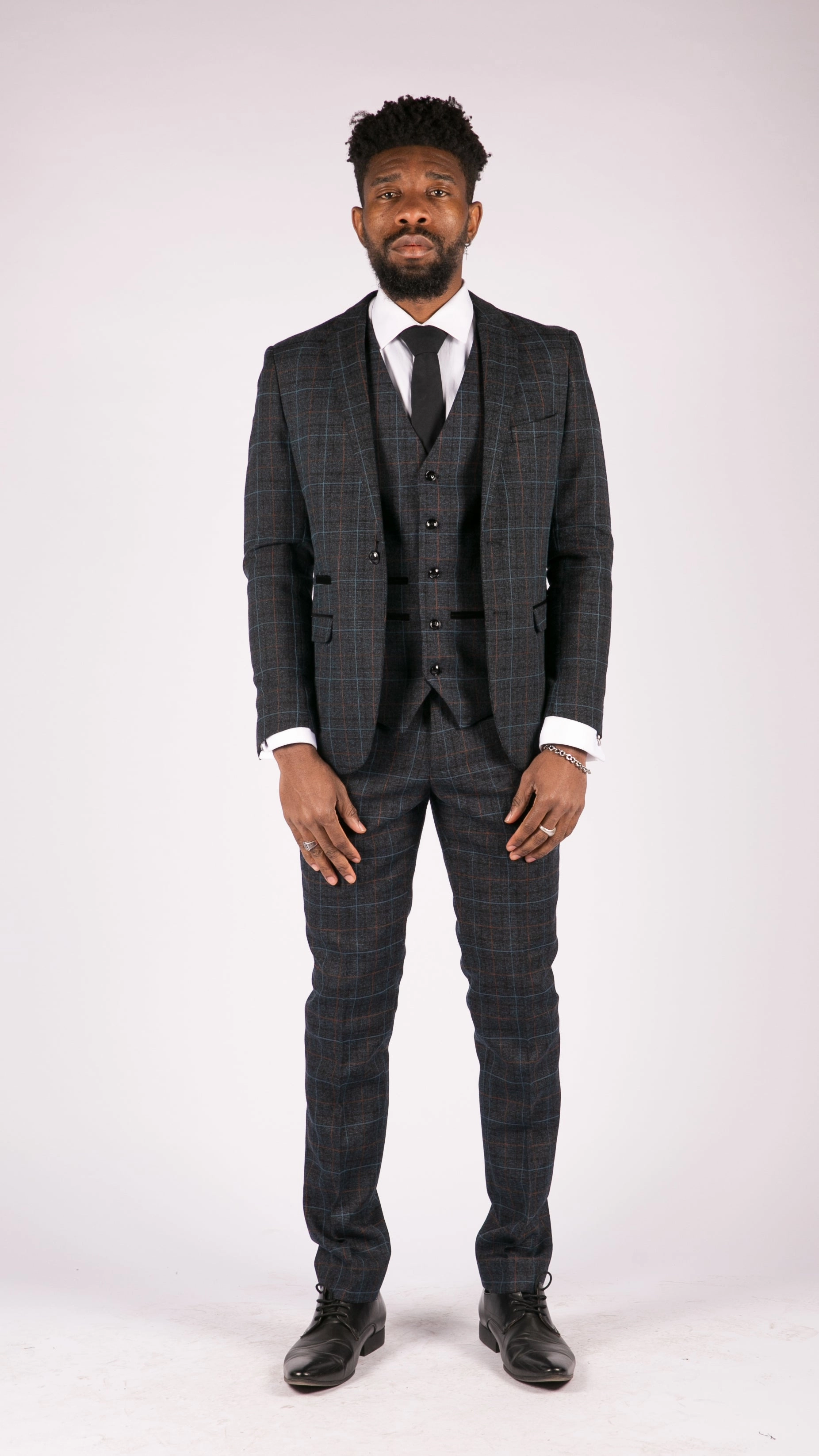 Harvey Navy Tweed Check 3 Piece Suit