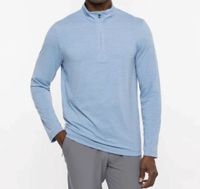 Havasu 2.0 Quarter Zip Pullover In Heather Blue designer sweaters outlet