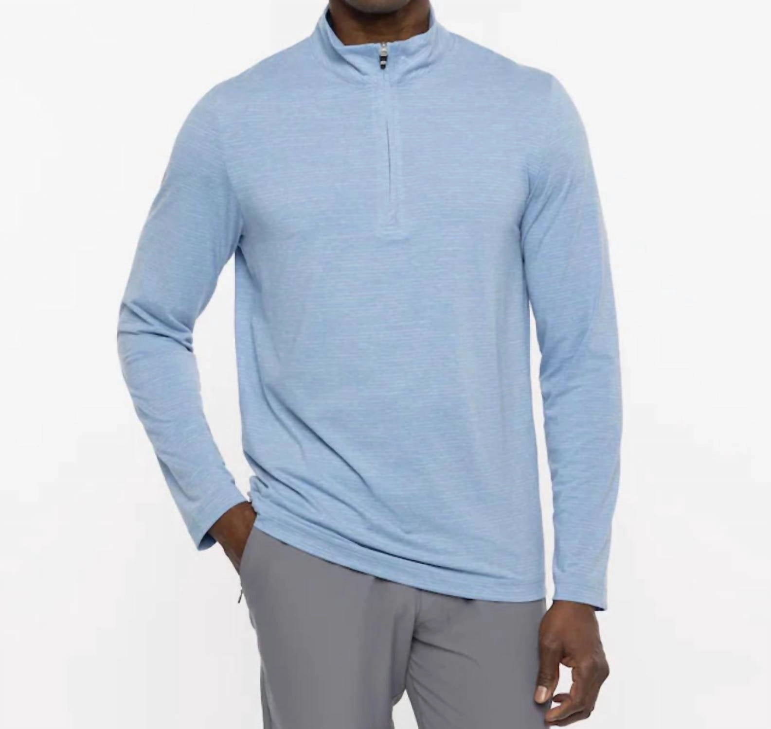 Havasu 2.0 Quarter Zip Pullover In Heather Blue designer sweaters outlet