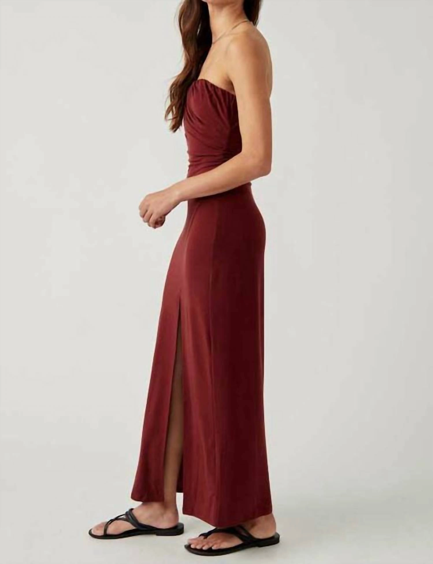Hayley Midi Dress In Russet Acorn