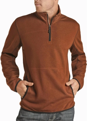 Heather Knit 1/4 Zip Pullover In Rust knit sweaters cheap