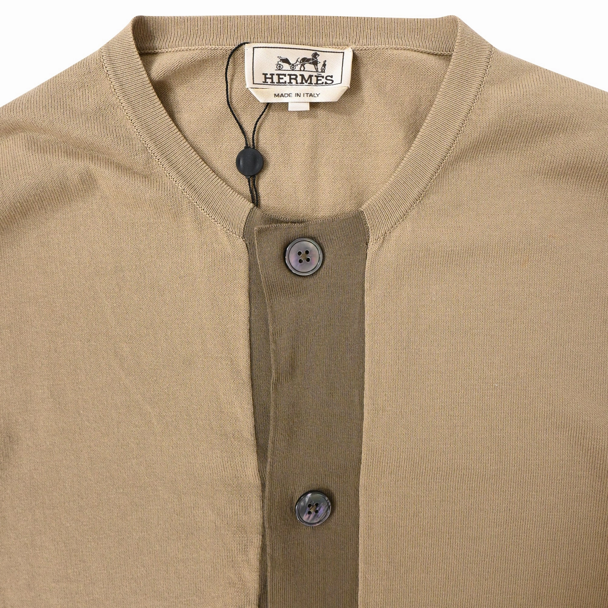 Herm??s Buttoned Cardigan in Brown Wool