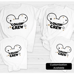 Hey Ears - Cousin Crew Matching White T-Shirts Holiday Collection - vacation wear sale