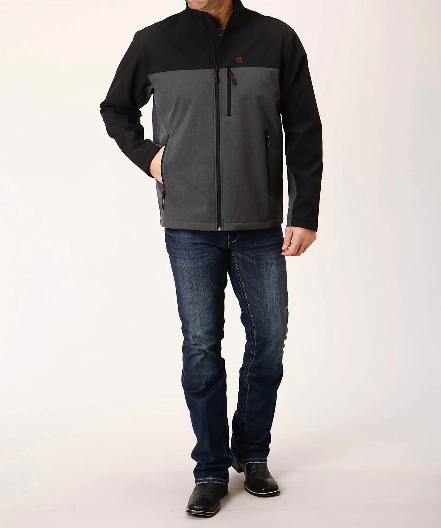 Hi-Tech Soft Shell Fleece Jacket In Grey/black