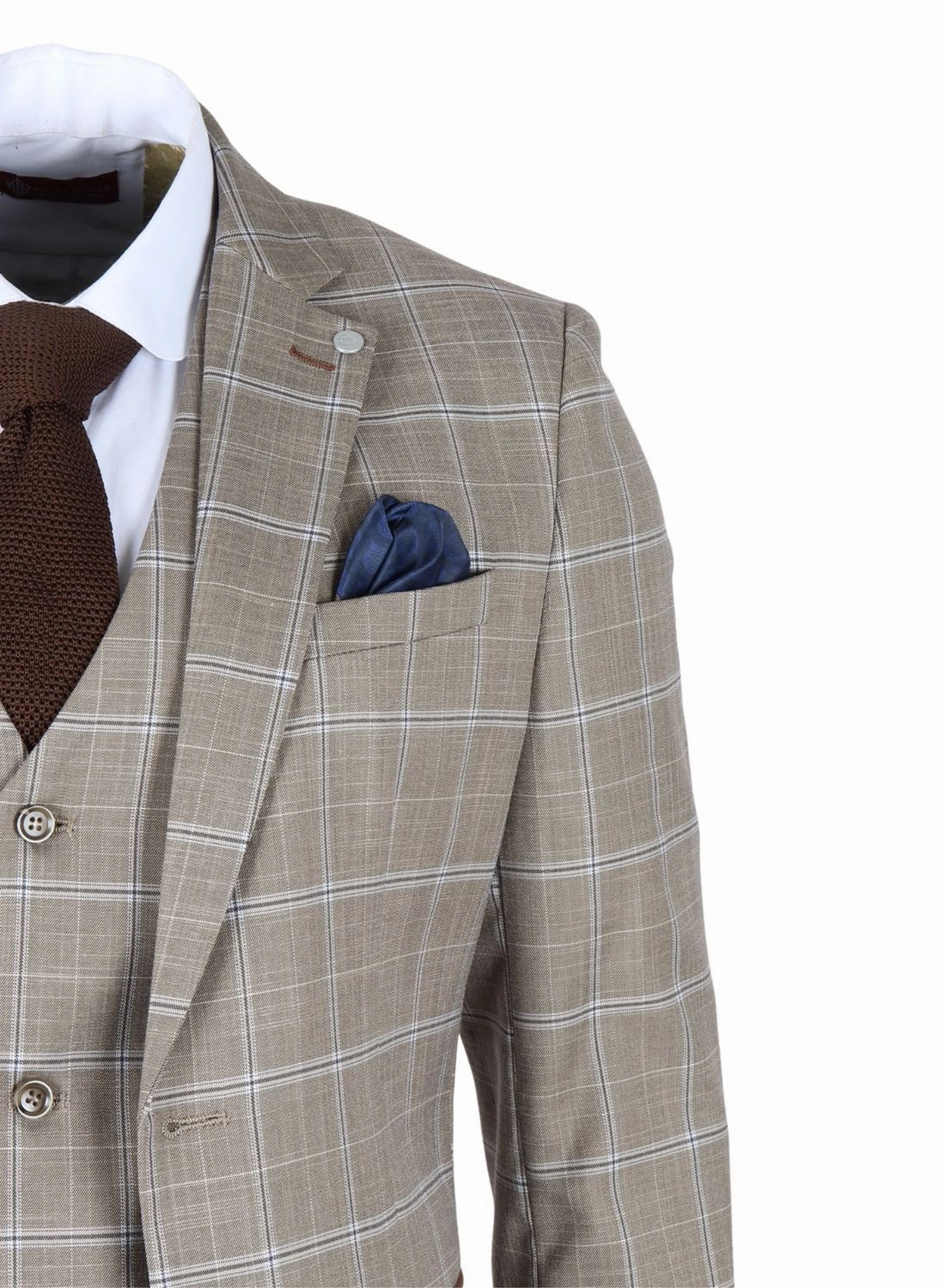 Hode 3 Piece Checked Classic Plaid Tailored Fit Formal Suit