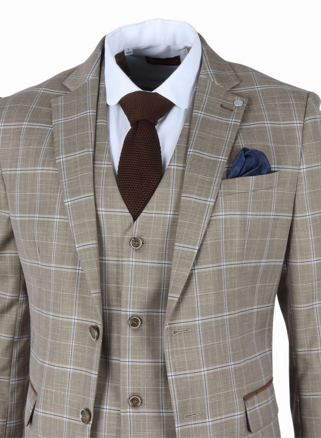 Hode 3 Piece Checked Classic Plaid Tailored Fit Formal Suit