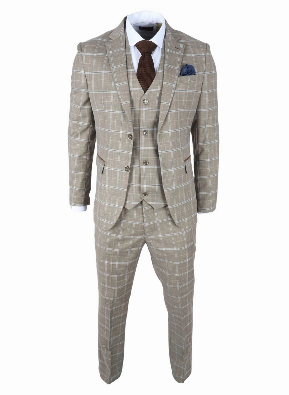 Hode 3 Piece Checked Classic Plaid Tailored Fit Formal Suit