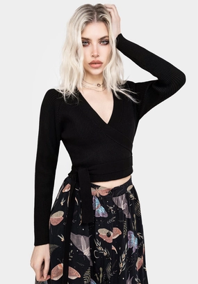 Holda Rib Knit Wrap Cardigan Tops Womens - women's blouses clearance