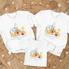Holibobs- Holiday Crew 2025 Family Matching White T-Shirts Holiday Collection - holiday outfits clearance