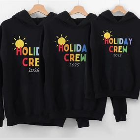Holiday Crew 2025 Family Matching Black Hoodies Holiday Collection - holiday outfits clearance