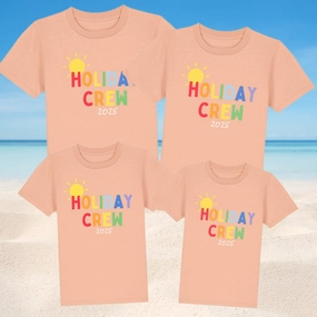 Holiday Crew 2025 Multi Family Matching T-Shirts- Fraiche Peche Holiday Collection - holiday outfits clearance