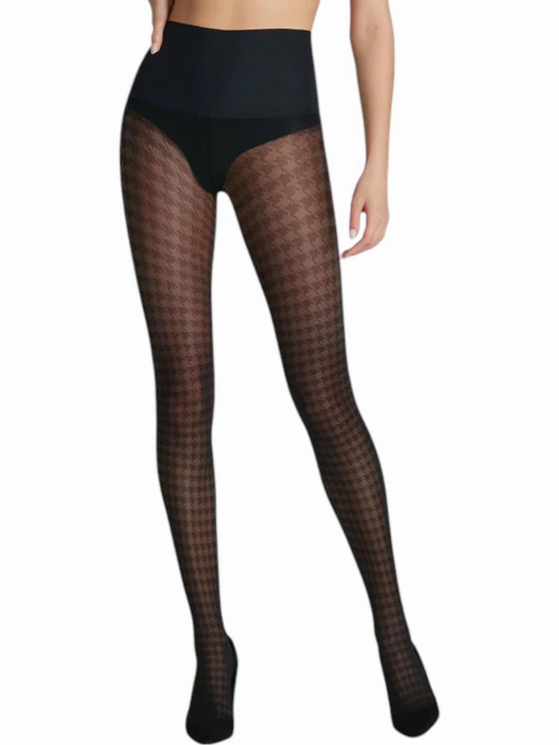 Houndstooth Sheer Tight In Black