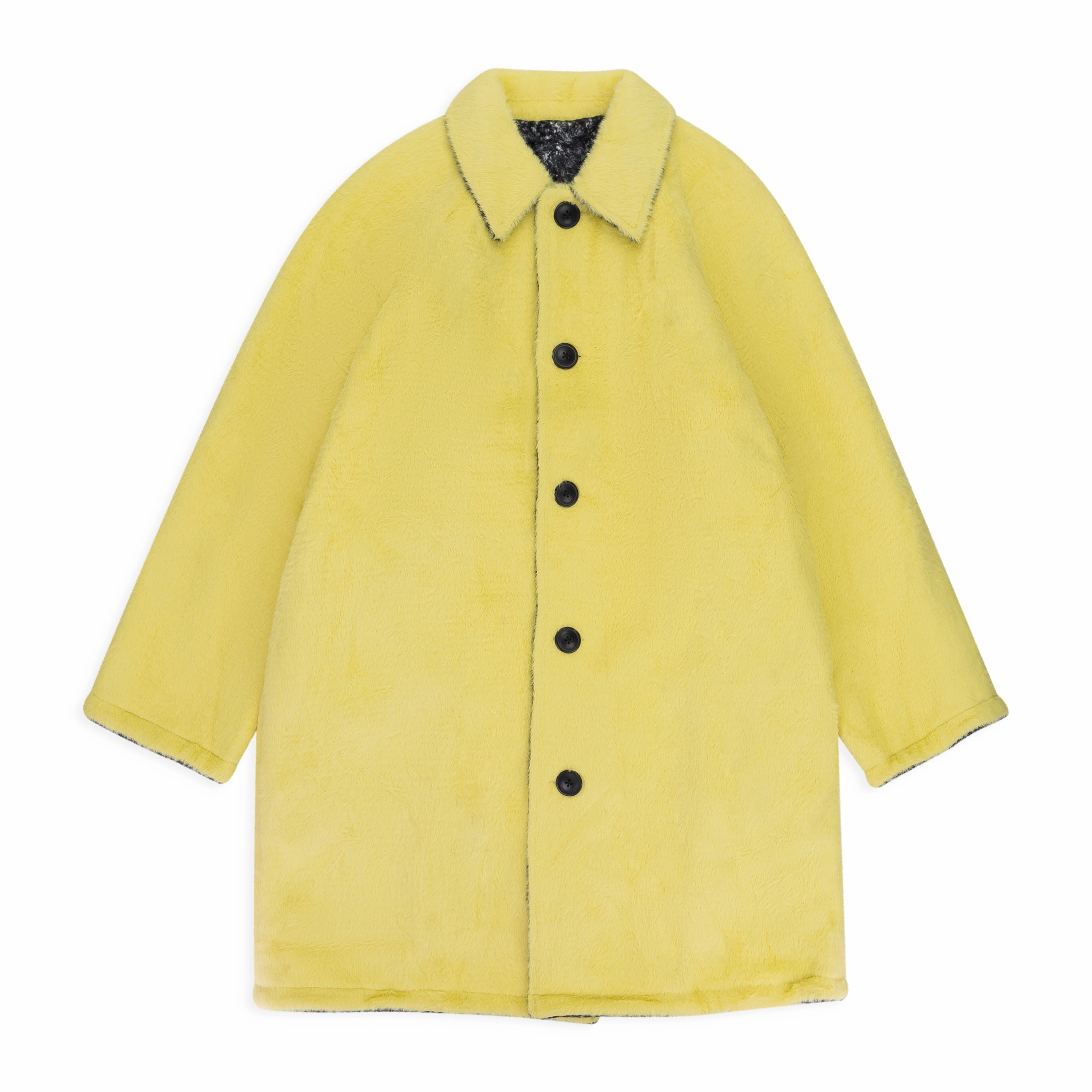 HOUNDSTOOTH TEXTURED REVERSIBLE MAC YELLOW COAT