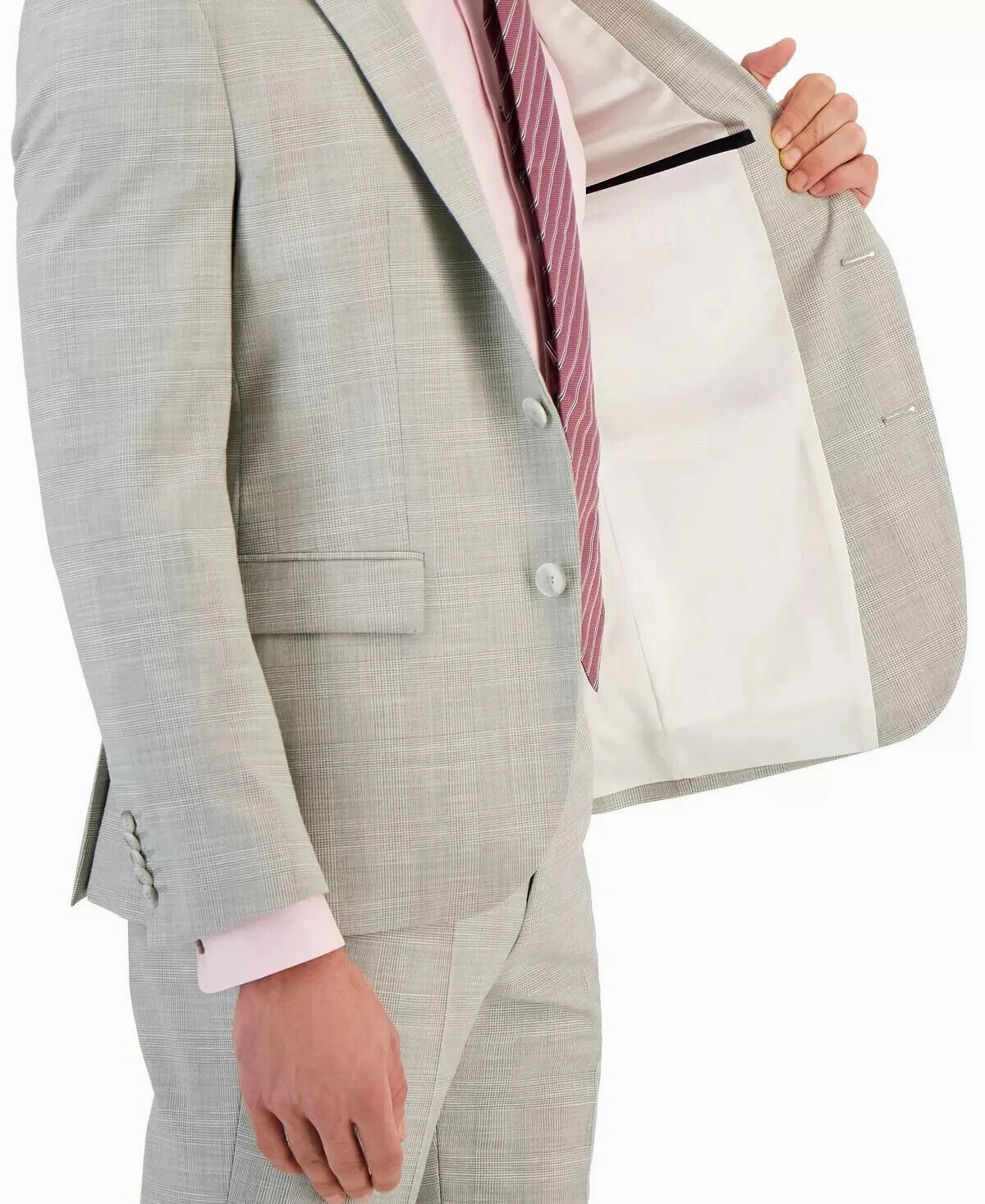 Hugo Boss Blazer Men's Gray Check Print Notch Lapel Modern Fit Suit Jacket MCWW1