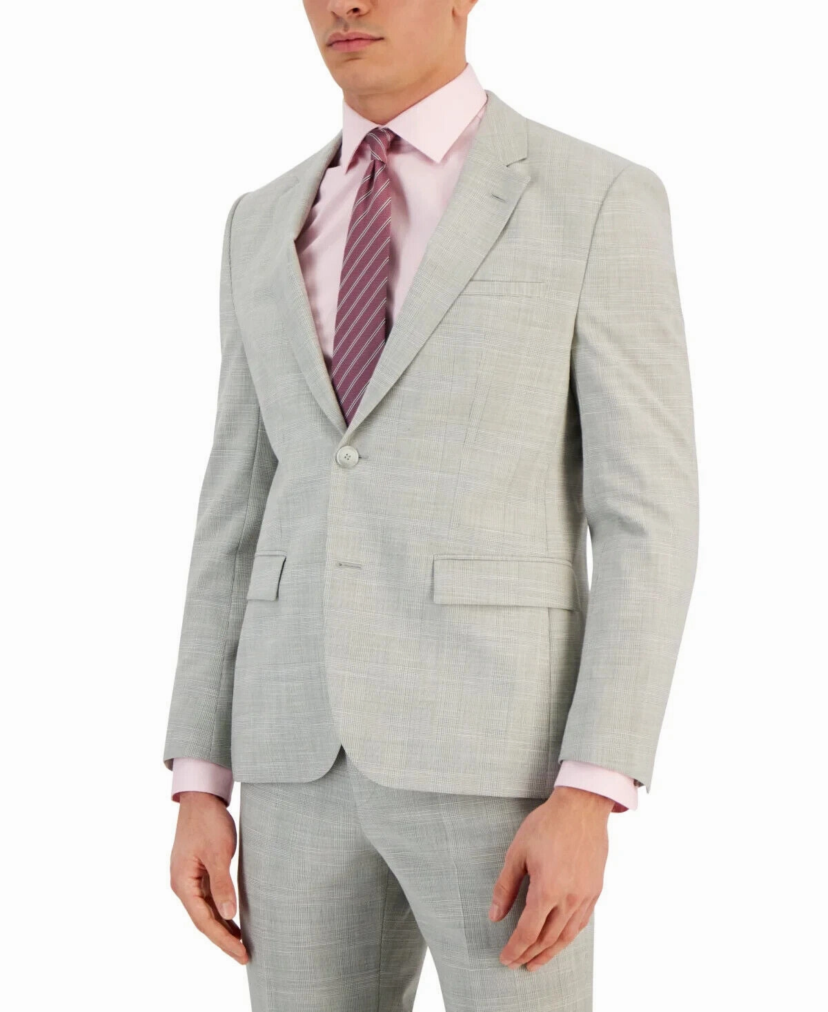 Hugo Boss Blazer Men's Gray Check Print Notch Lapel Modern Fit Suit Jacket MCWW1