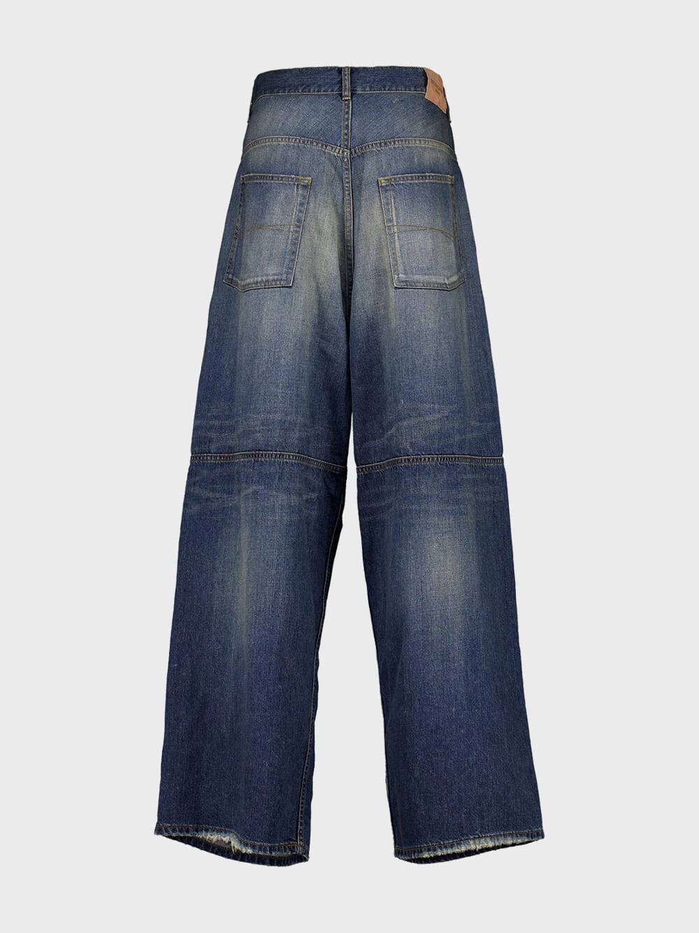 Indigo Blue Logo-Patch Wide-Leg Jeans