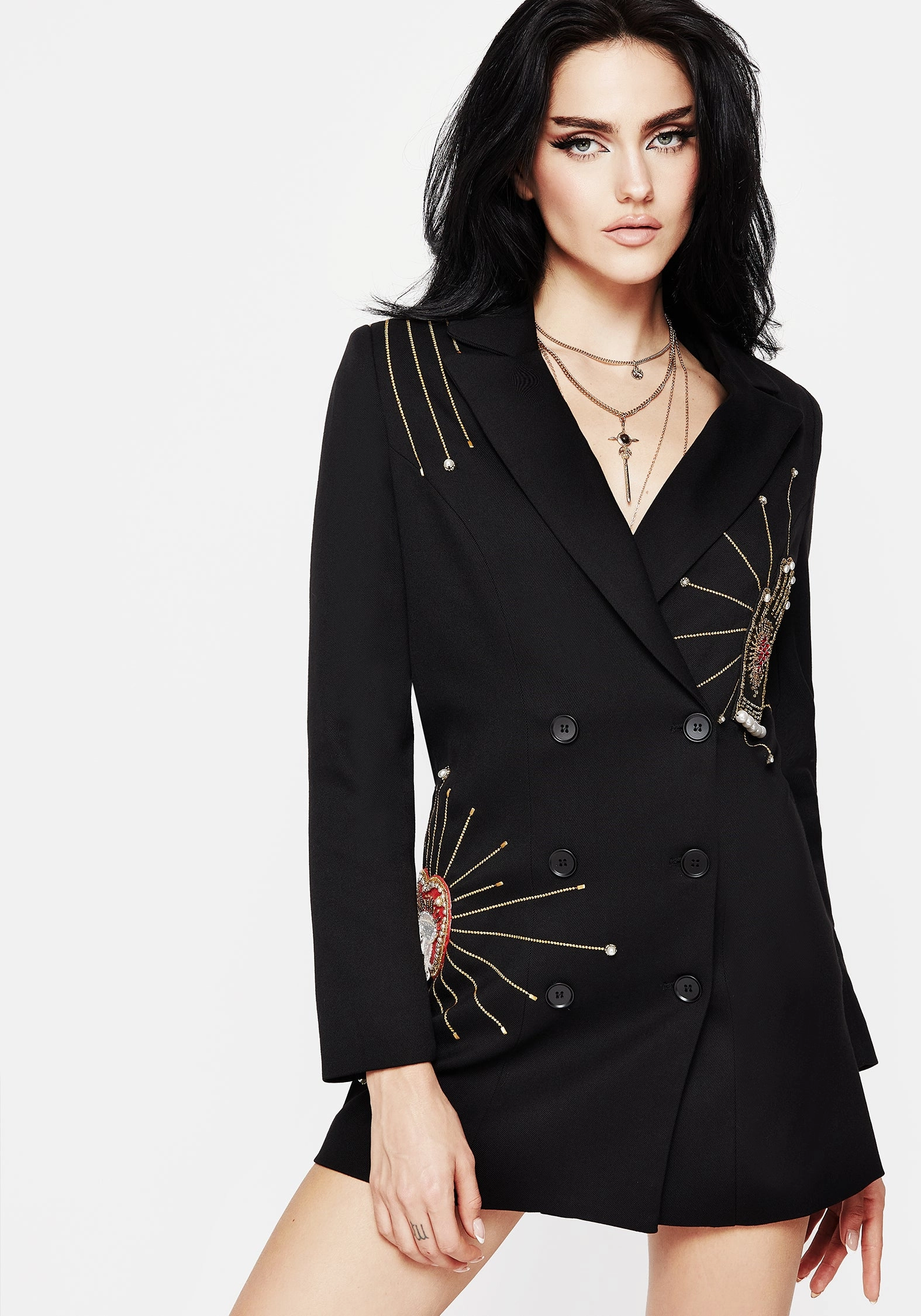Ingrid Hand Embroidered Applique Blazer Dress Dresses Womens - women's dresses clearance