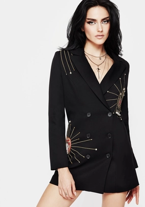 Ingrid Hand Embroidered Applique Blazer Dress Dresses Womens - women's dresses clearance