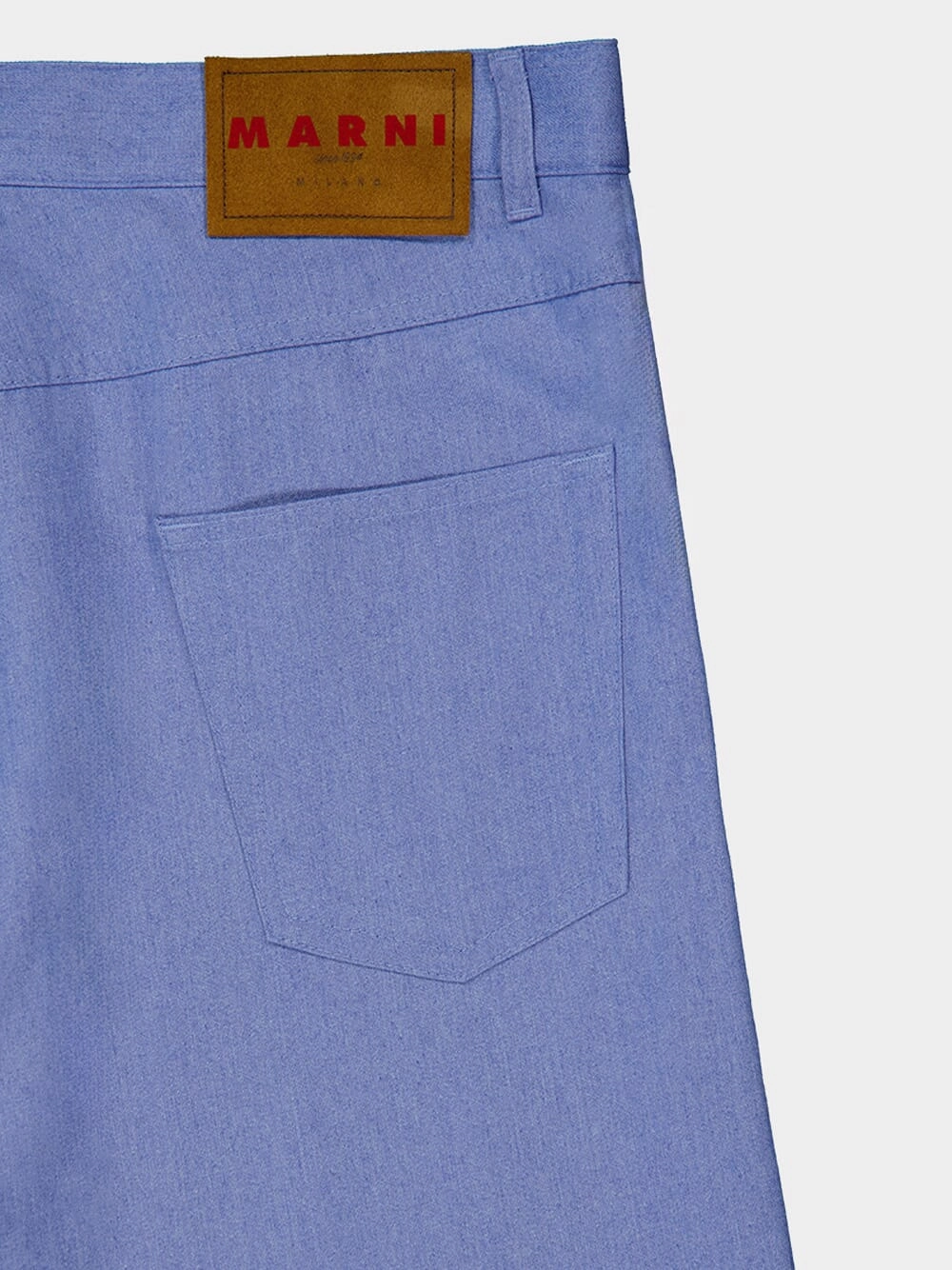 Iris Blue Wide-Leg Denim Jeans with Trunkaroo Plaque