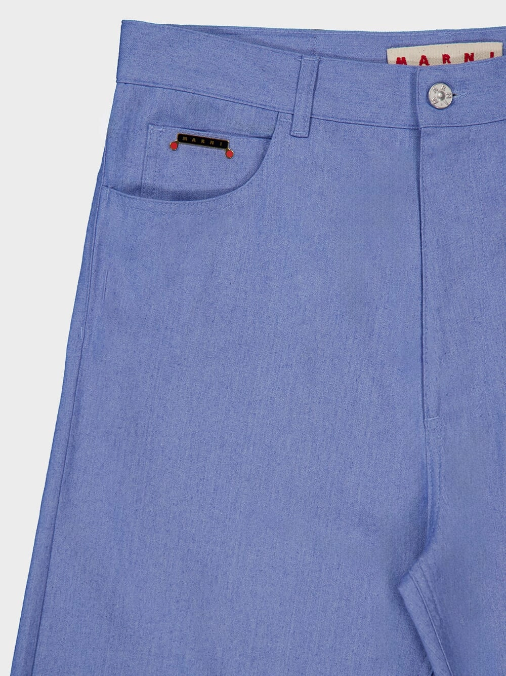 Iris Blue Wide-Leg Denim Jeans with Trunkaroo Plaque