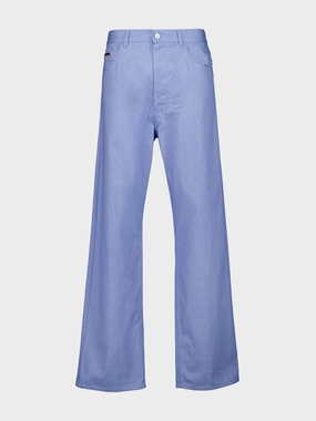 Iris Blue Wide-Leg Denim Jeans with Trunkaroo Plaque Bottoms Mens - cheap mens shorts online
