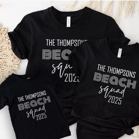 Island Vibes- Beach Squad 2025 Family Personalised Black T-Shirts Holiday Collection - holiday outfits clearance