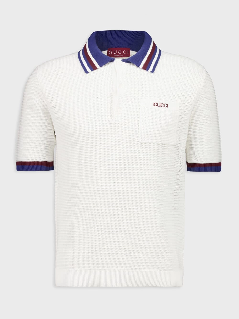 Ivory and Blue Cotton Piqu Polo Shirt Tops Mens - men's t-shirts outlet
