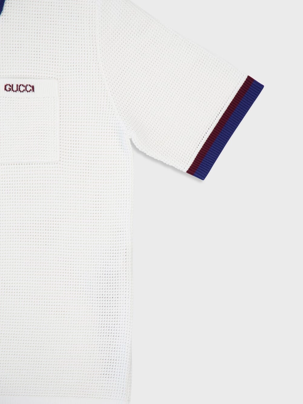 Ivory and Blue Cotton Piqu Polo Shirt