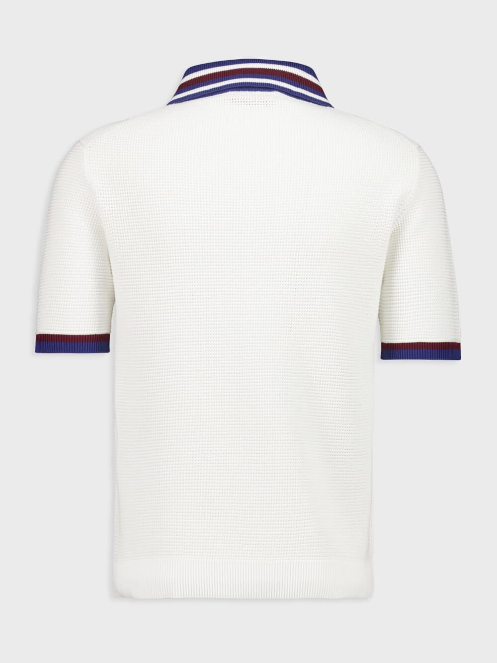 Ivory and Blue Cotton Piqu Polo Shirt