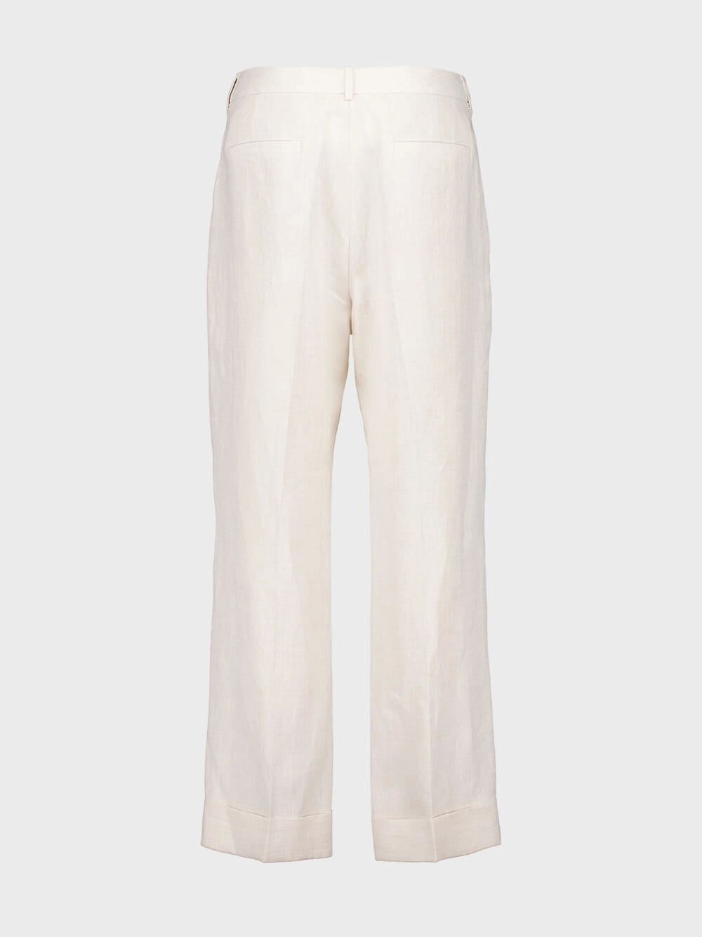 Ivory Classic Fit Linen Trousers
