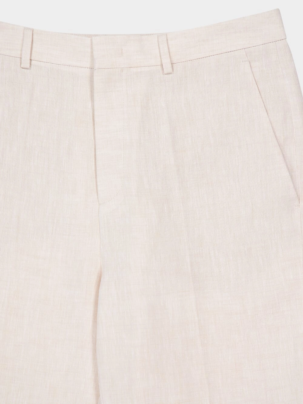 Ivory Classic Fit Linen Trousers