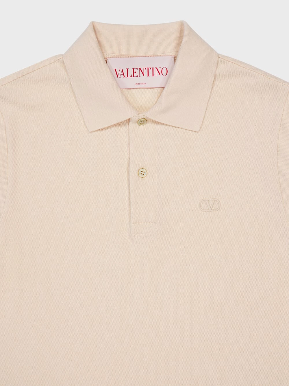Ivory Cotton Polo with VLogo Embroidery