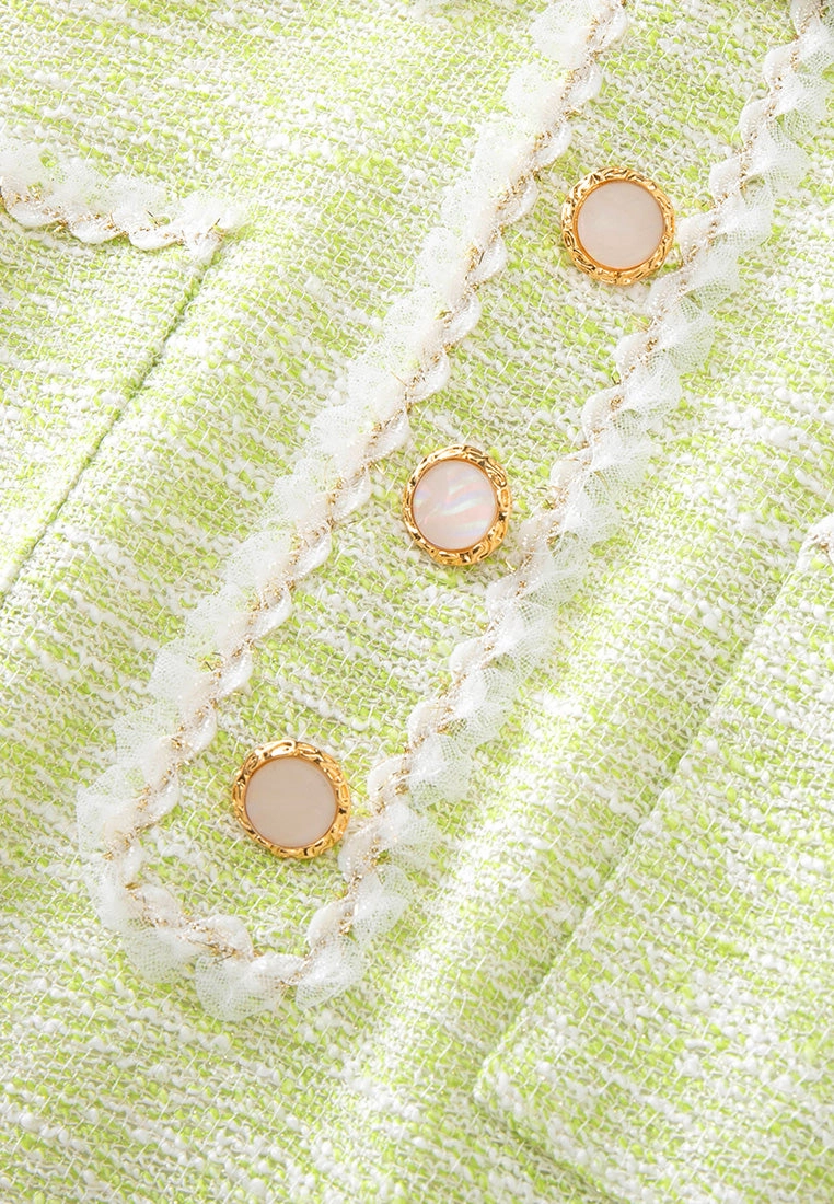 Jacquard Lurex Lace-detail Patch-pocket Dress
