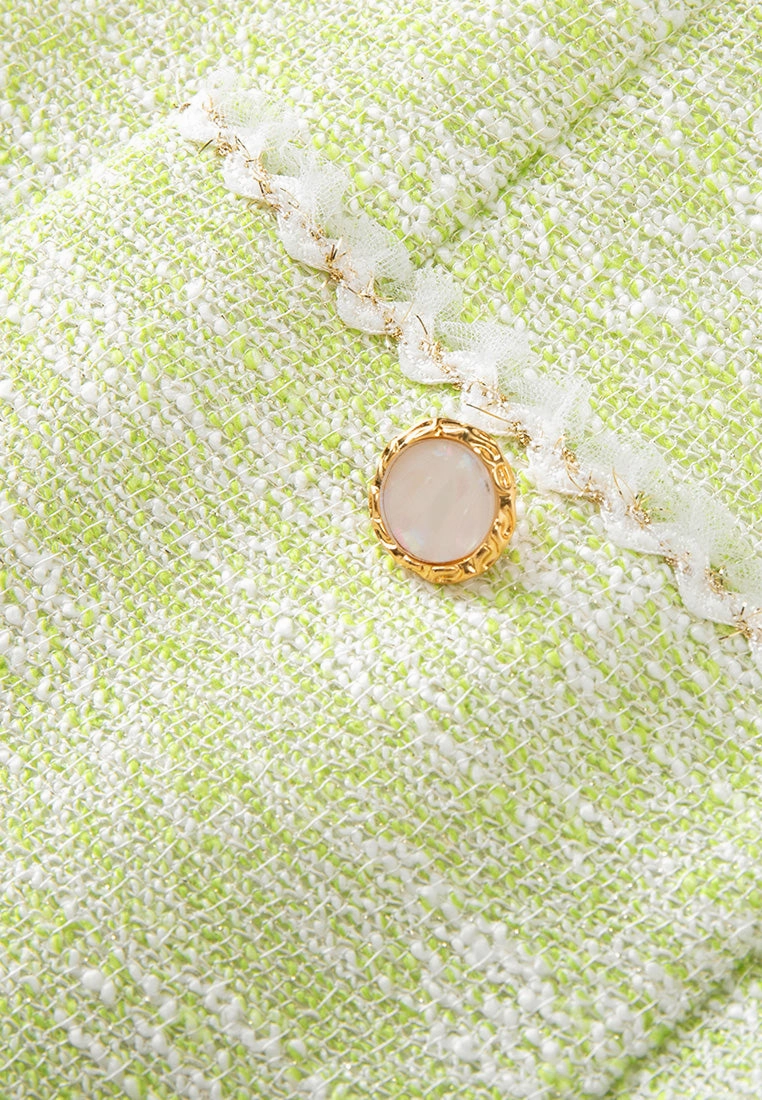 Jacquard Lurex Lace-detail Patch-pocket Dress