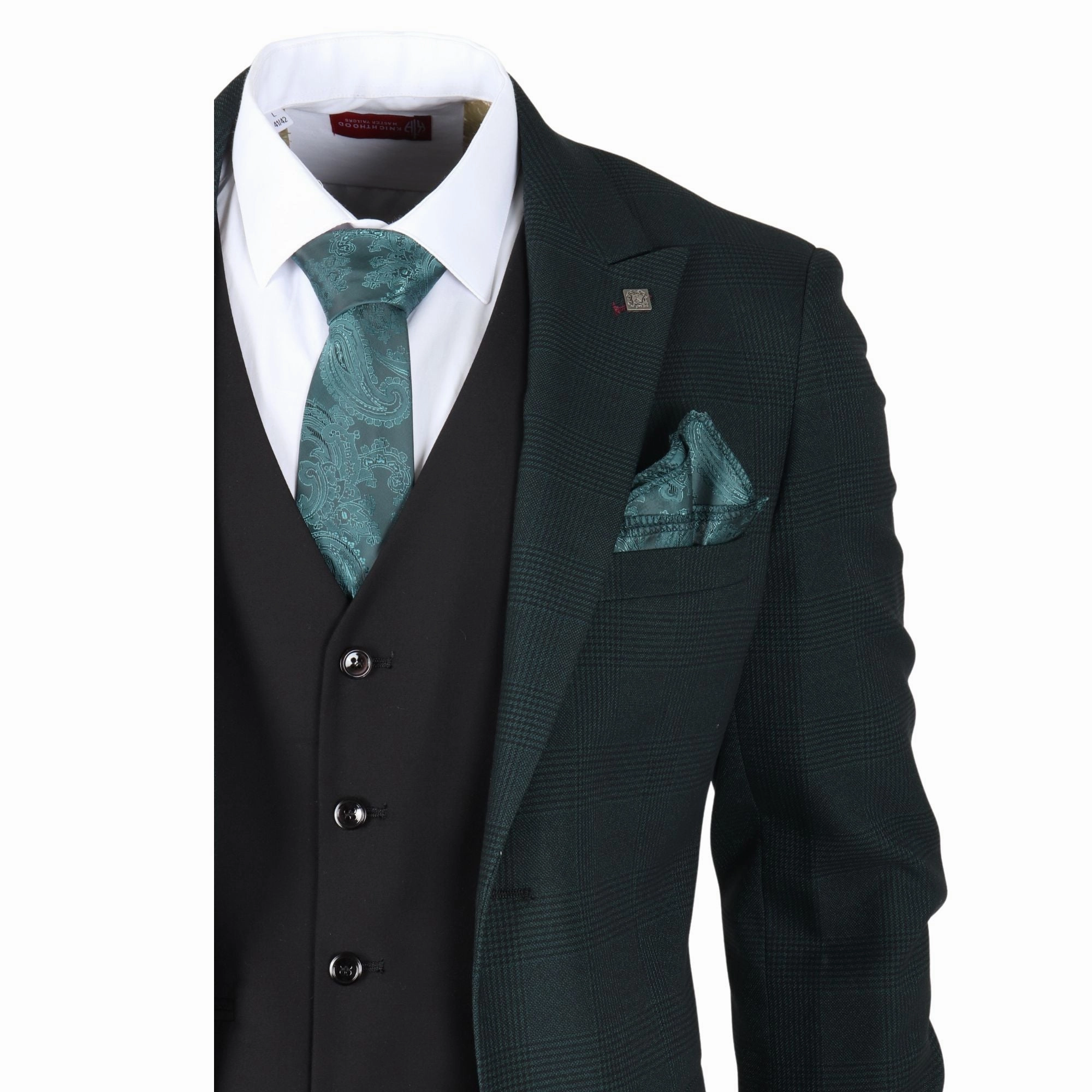 Jasper Olive Green 3 Piece Suit Check